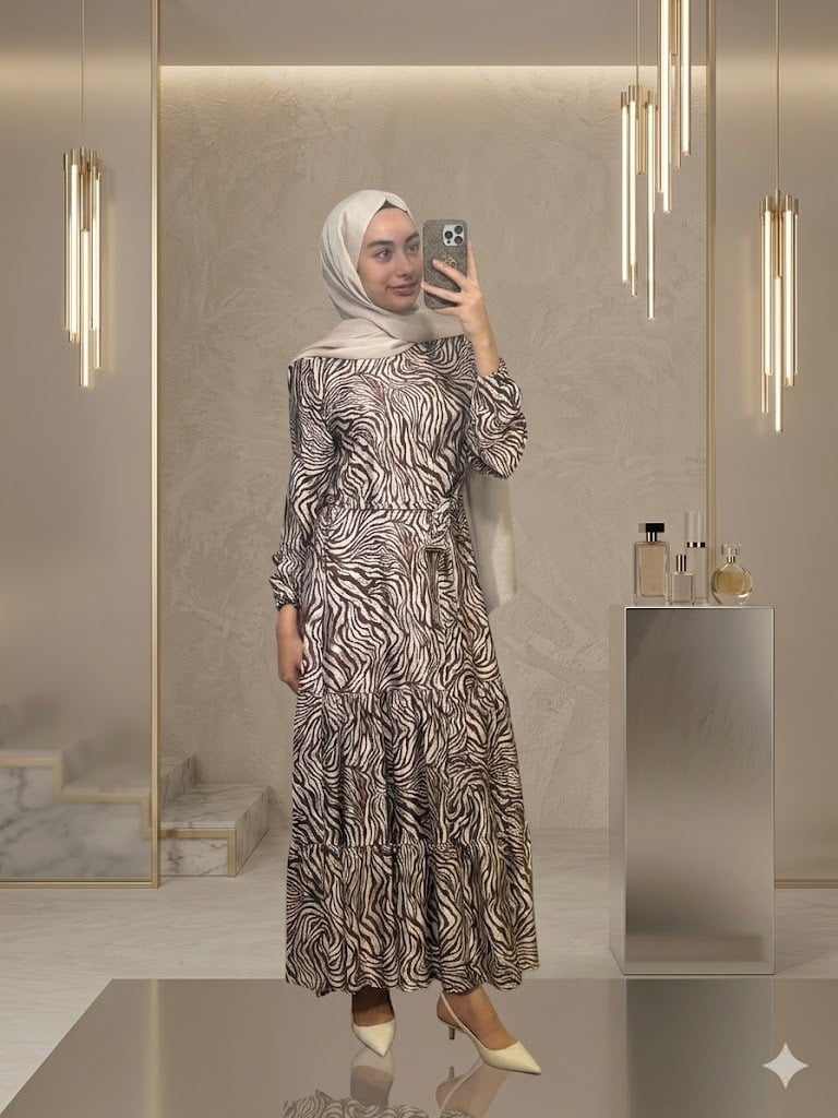 Nihan ZEBRA DESENLİ ELBİSE