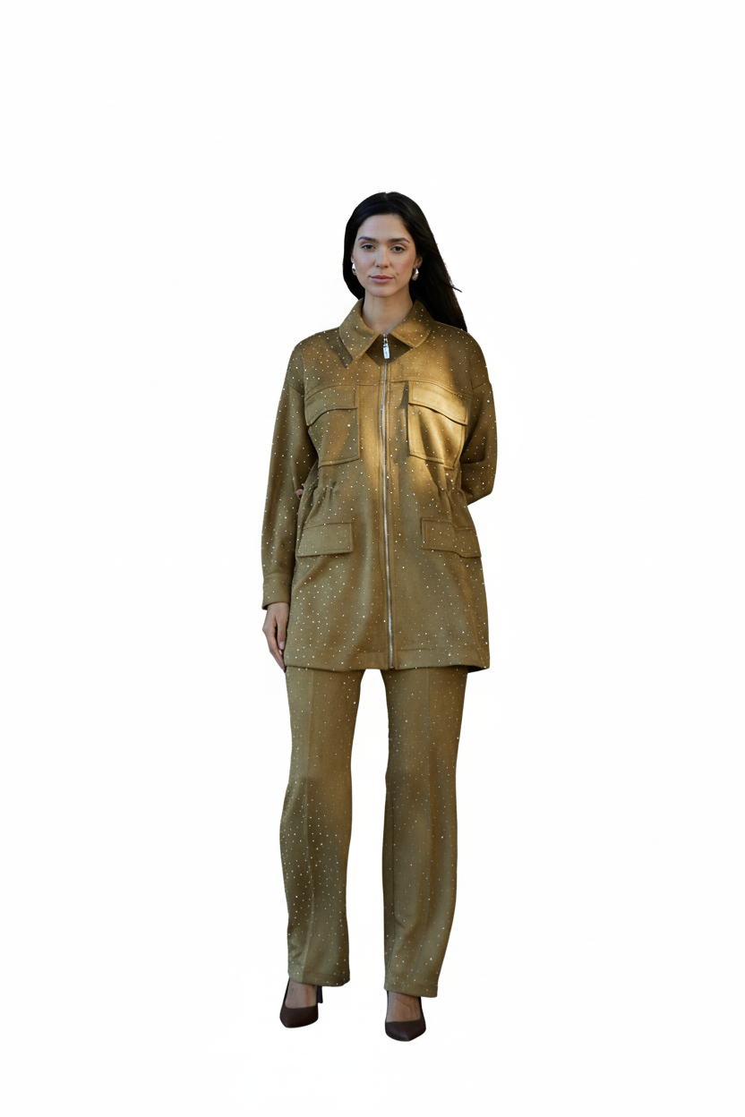 Premium By Moodbasic SERPME TAŞLI SÜET TAKIM