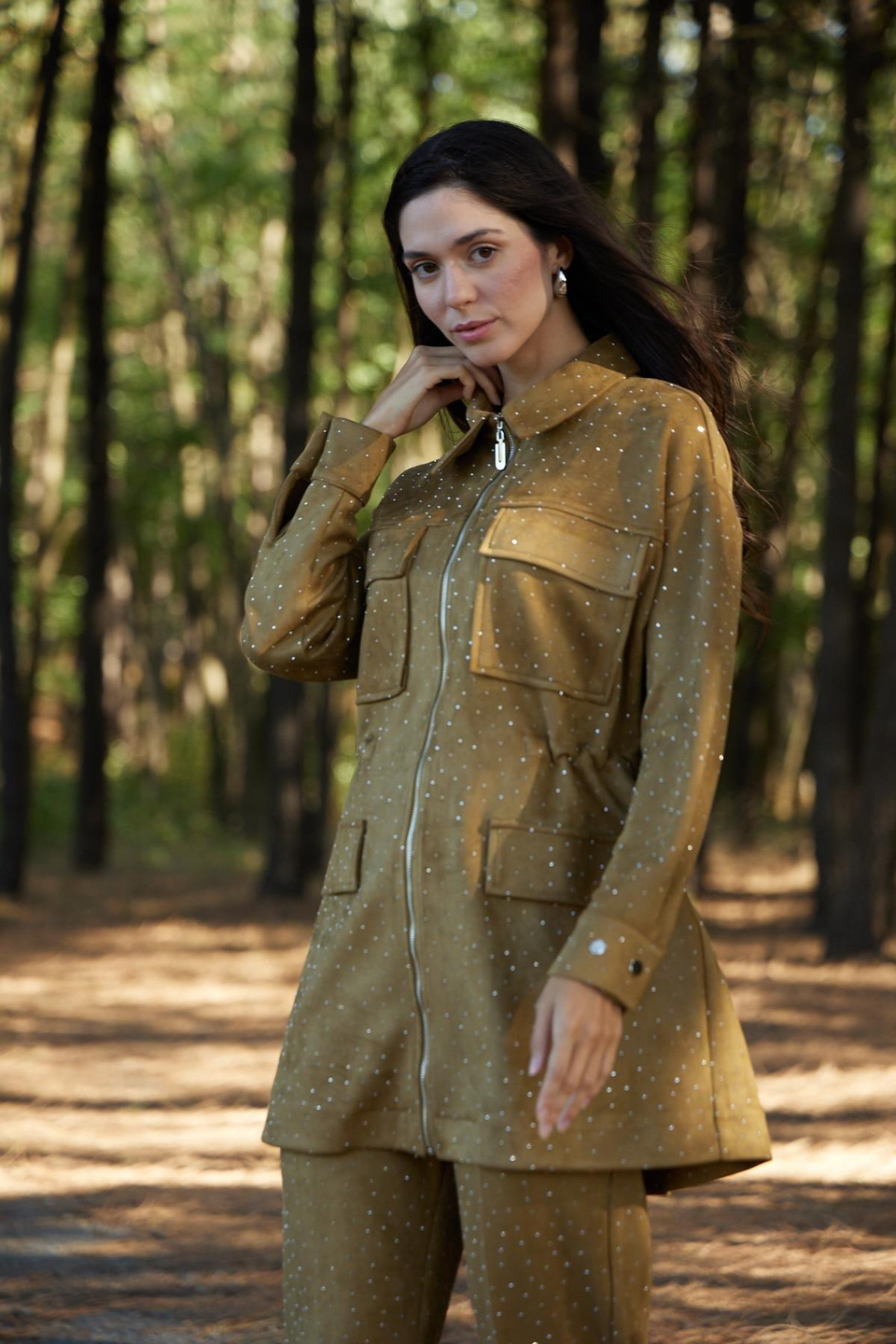 Premium By Moodbasic SERPME TAŞLI SÜET TAKIM