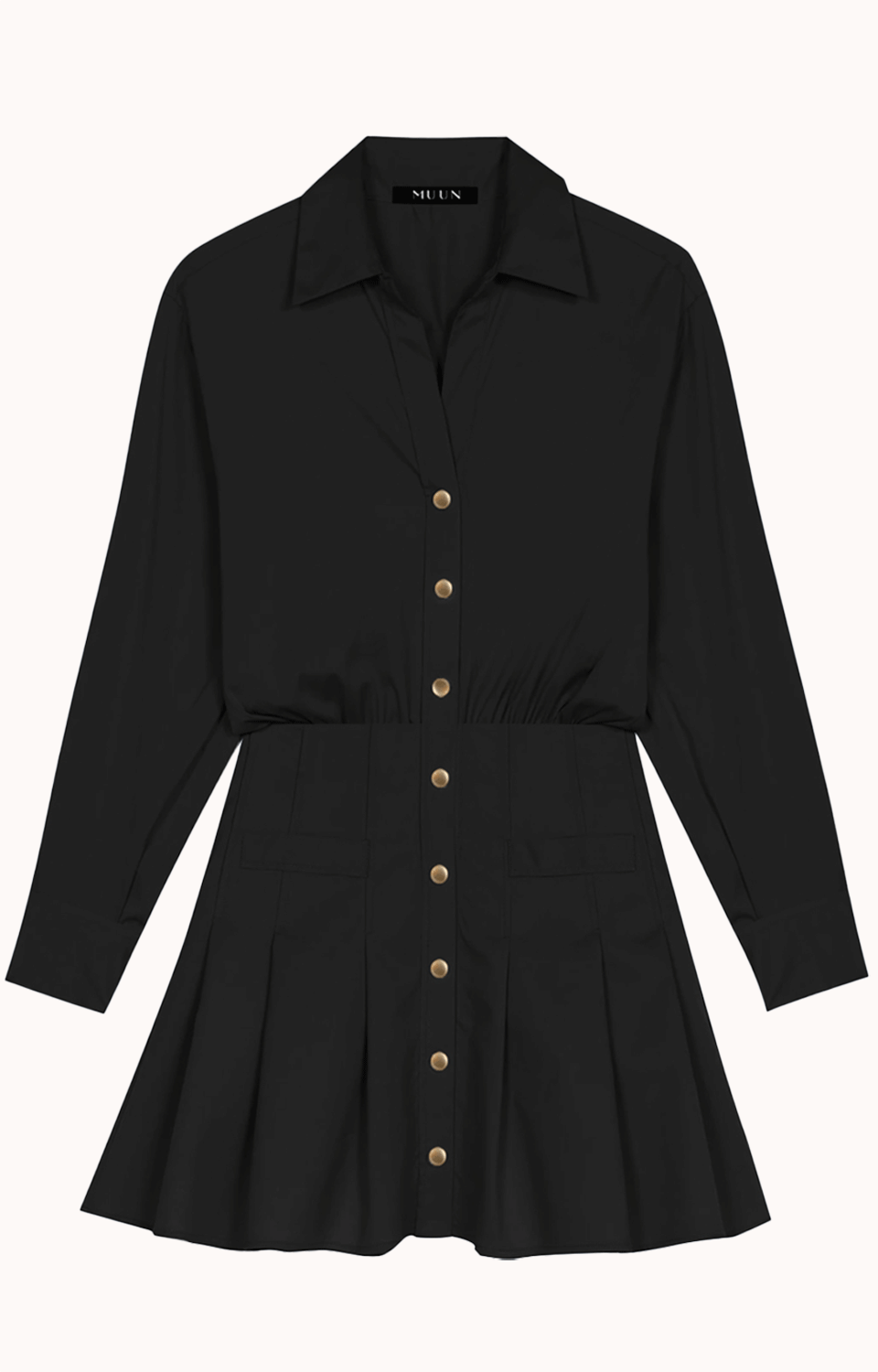 BLACK FASHIONABLE BUTTONED DRESS