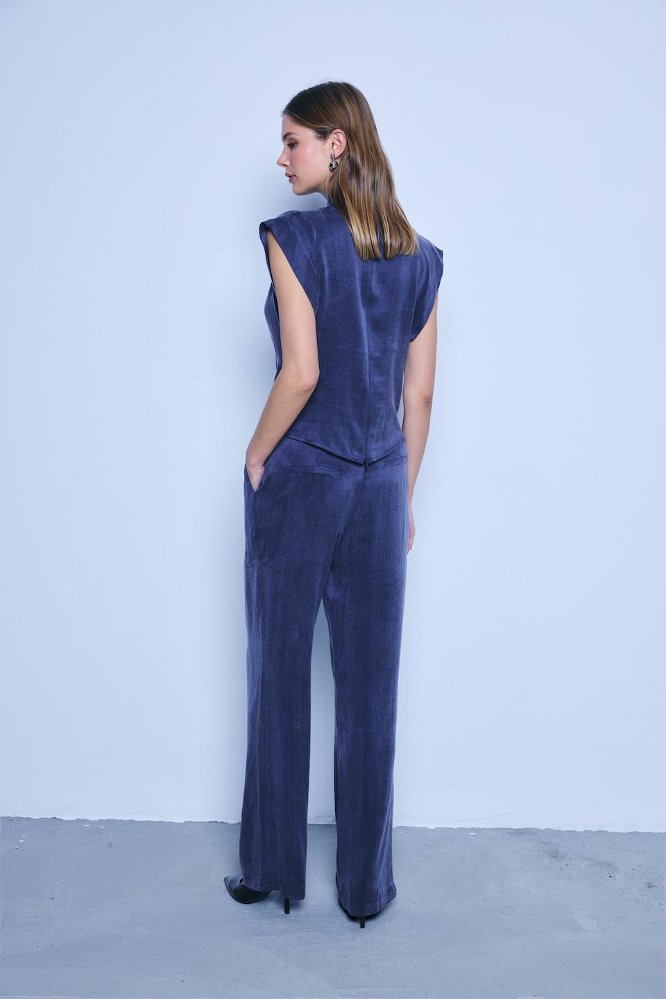 Cupro Navy Pant
