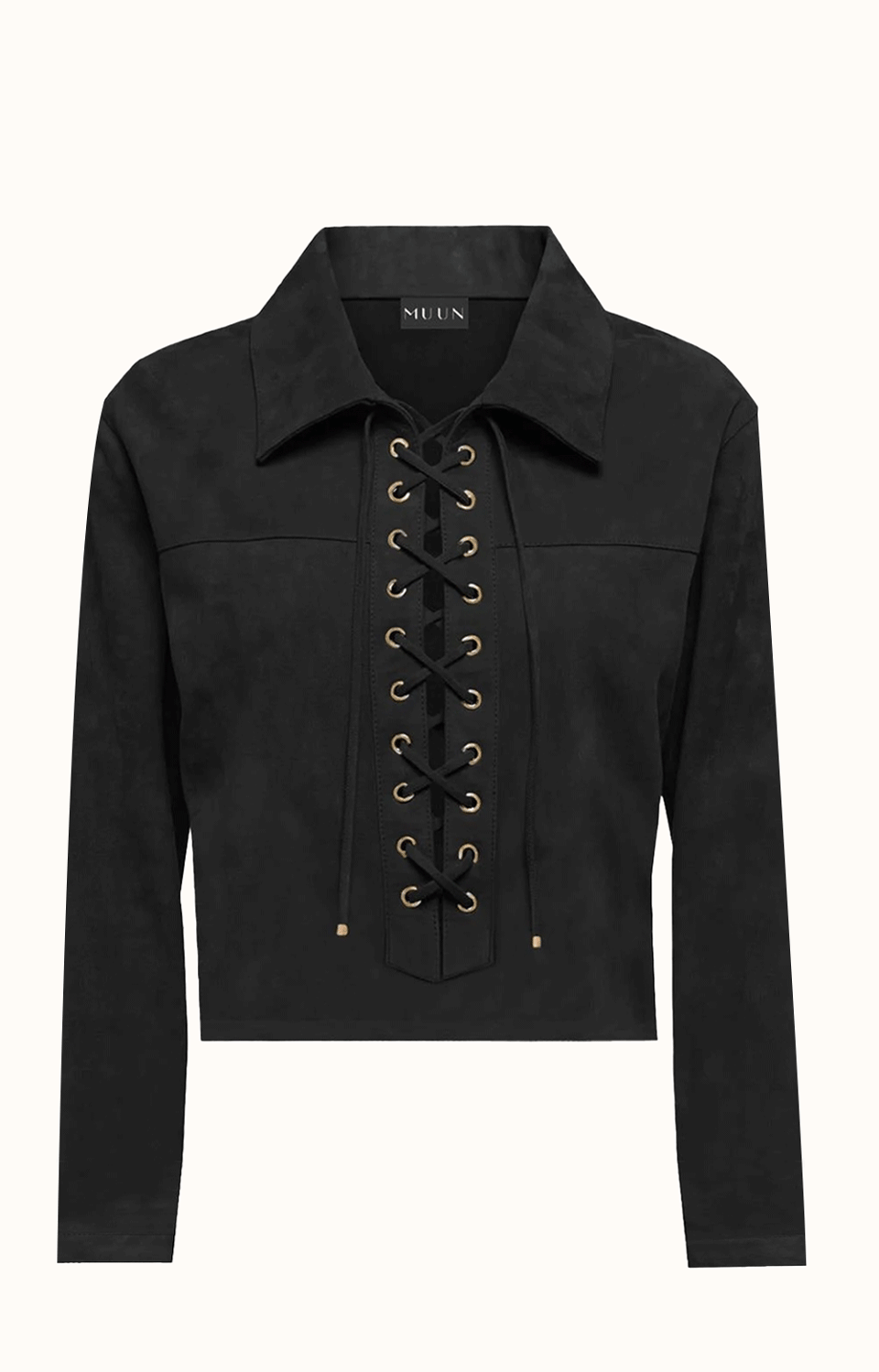 LACE-UP BLACK CARTER BLOUSE