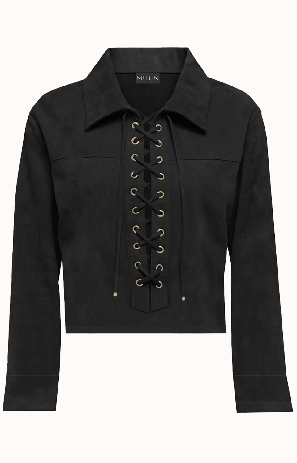 LACE-UP BLACK CARTER BLOUSE