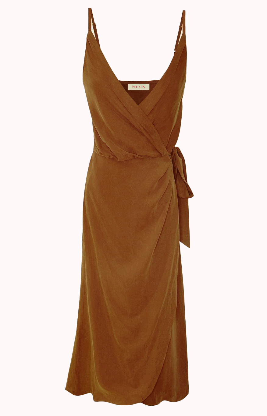Wrap Midi Dress in Sand Dunes