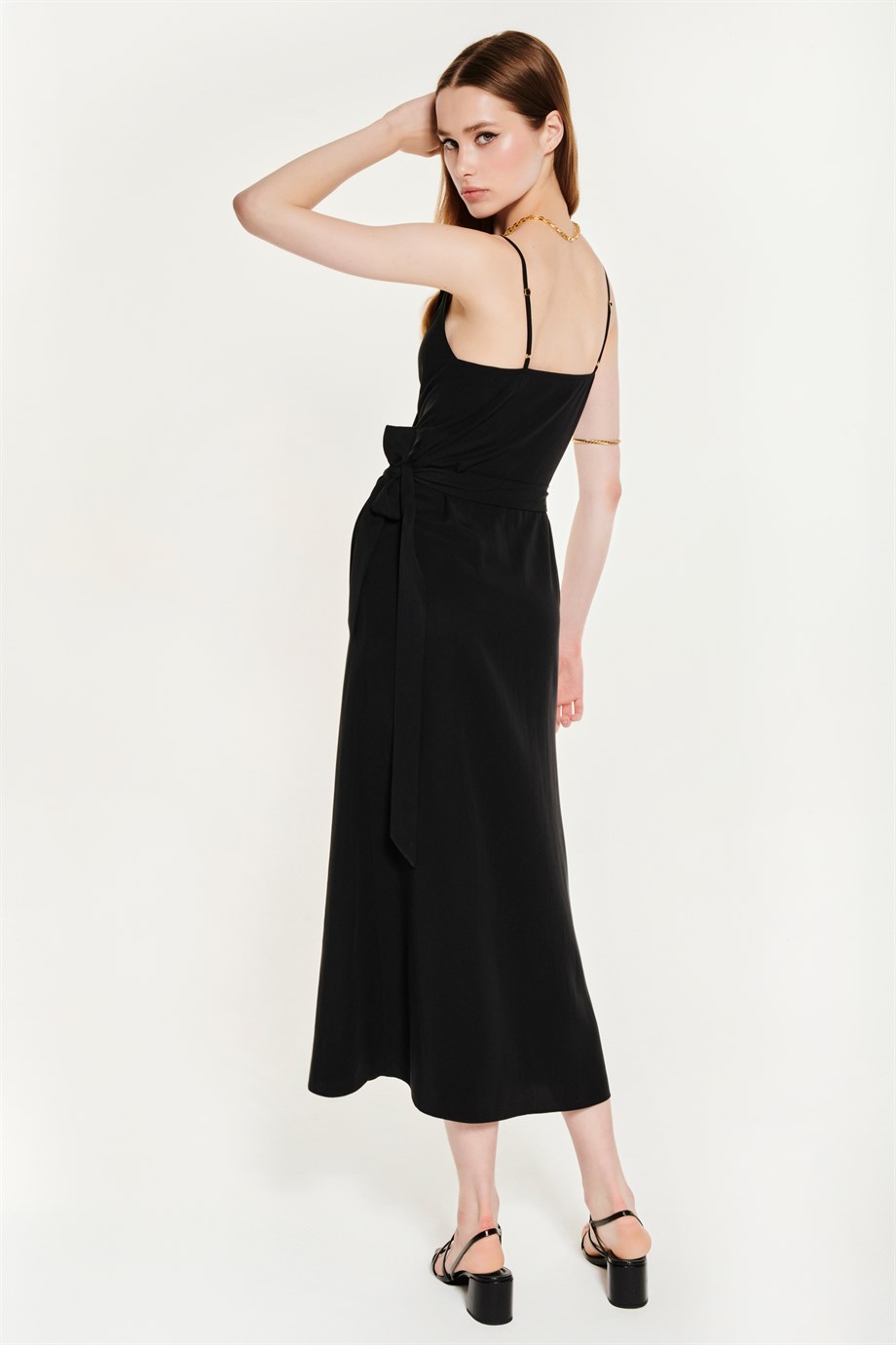 Wrapped Midi Dress in Black
