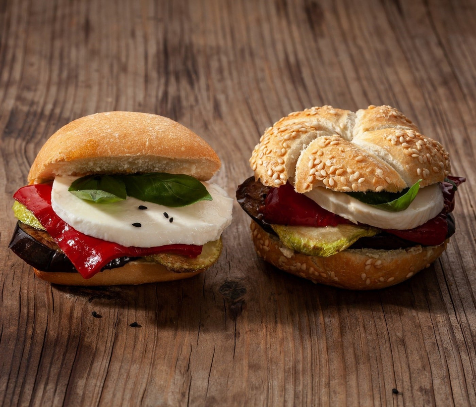 Mini Sandwiches with Grilled Vegetables and Mozzarella - 12 pcs