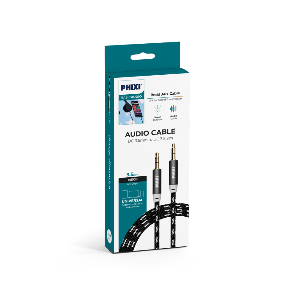 Phixi Basic A810 Hasır Örgü 3.5mm Aux Kablo