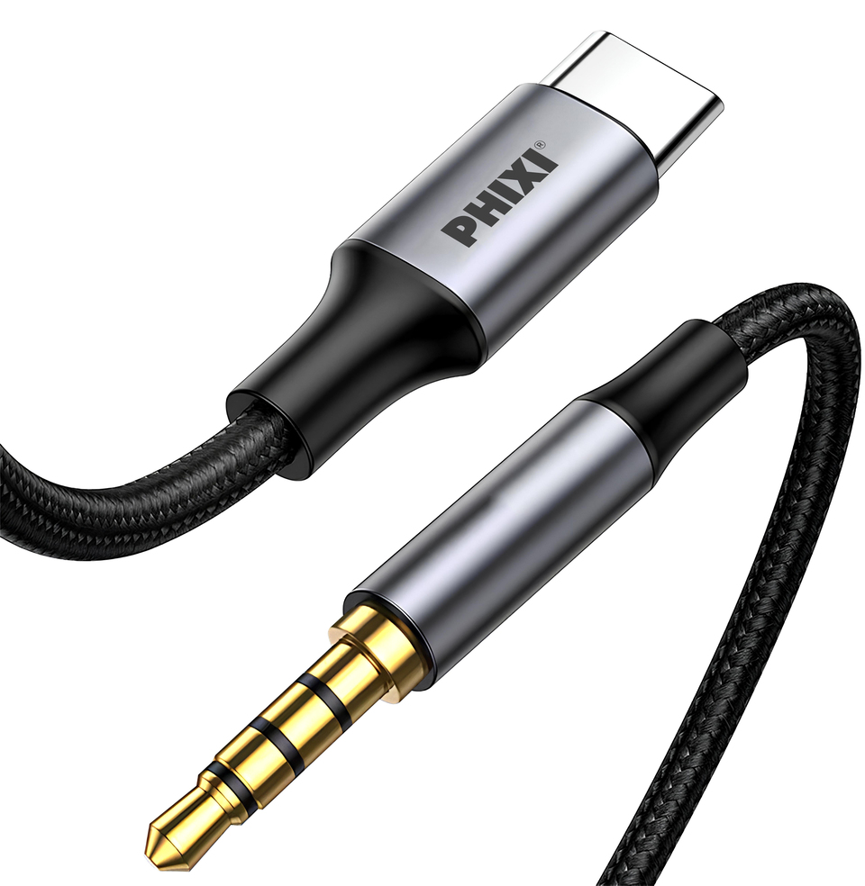 Phixi Basic CA113 100cm Type-C to Aux Silicone Cable with Metal Connector