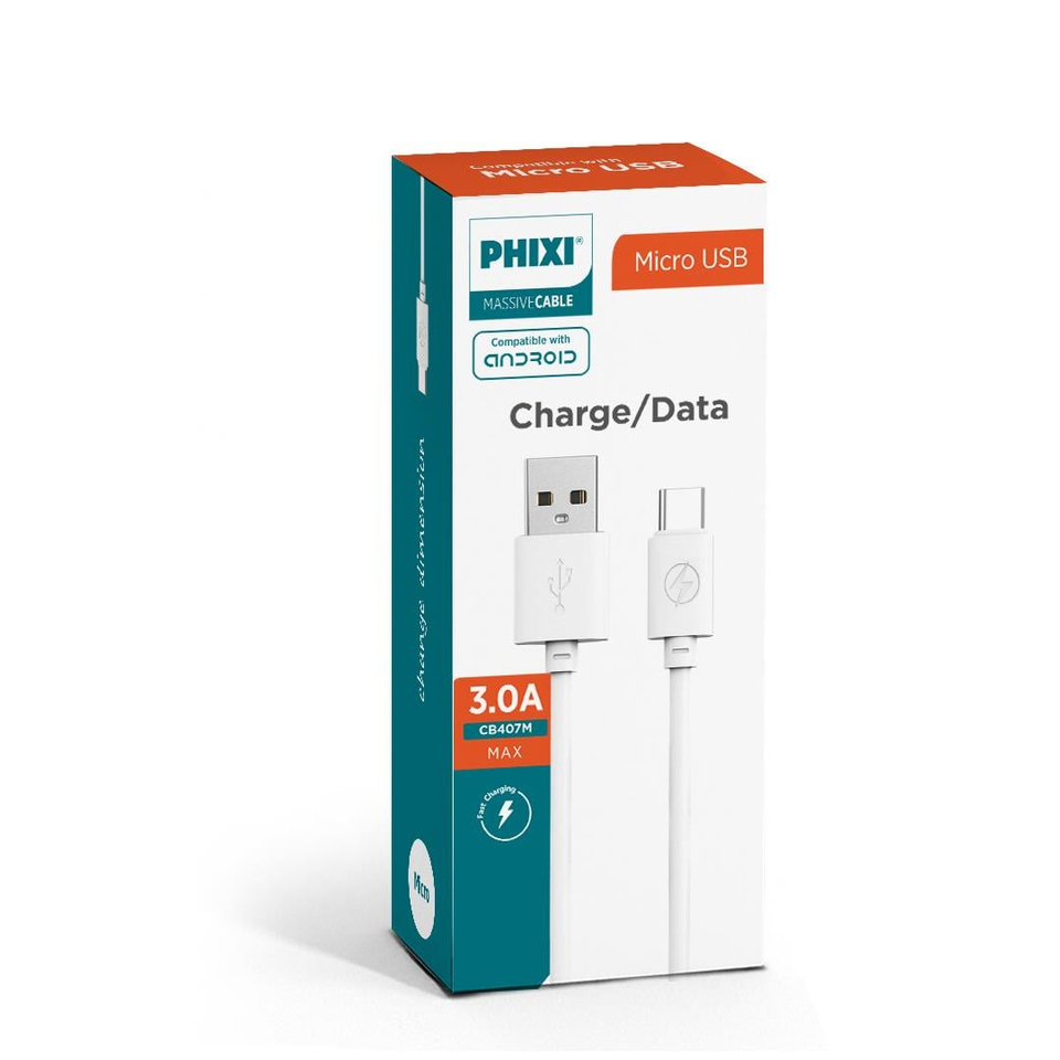 PHIXI CB407M Micro USB Şarj ve Data Kablosu 3A 1m (30'lu Paket)