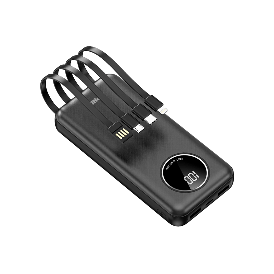 Phixi Force P21 LED Ekranlı Micro Lightning Type-C ve USB-A Kablolu 20.000mAh Powerbank
