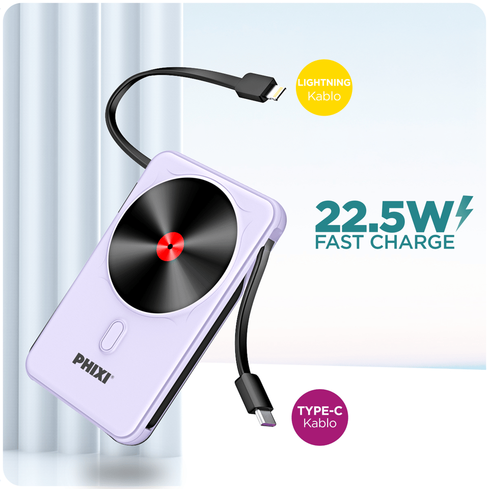 Phixi Force PW14 10.000mAh Wireless Magsafe 2 Çıkışlı Powerbank