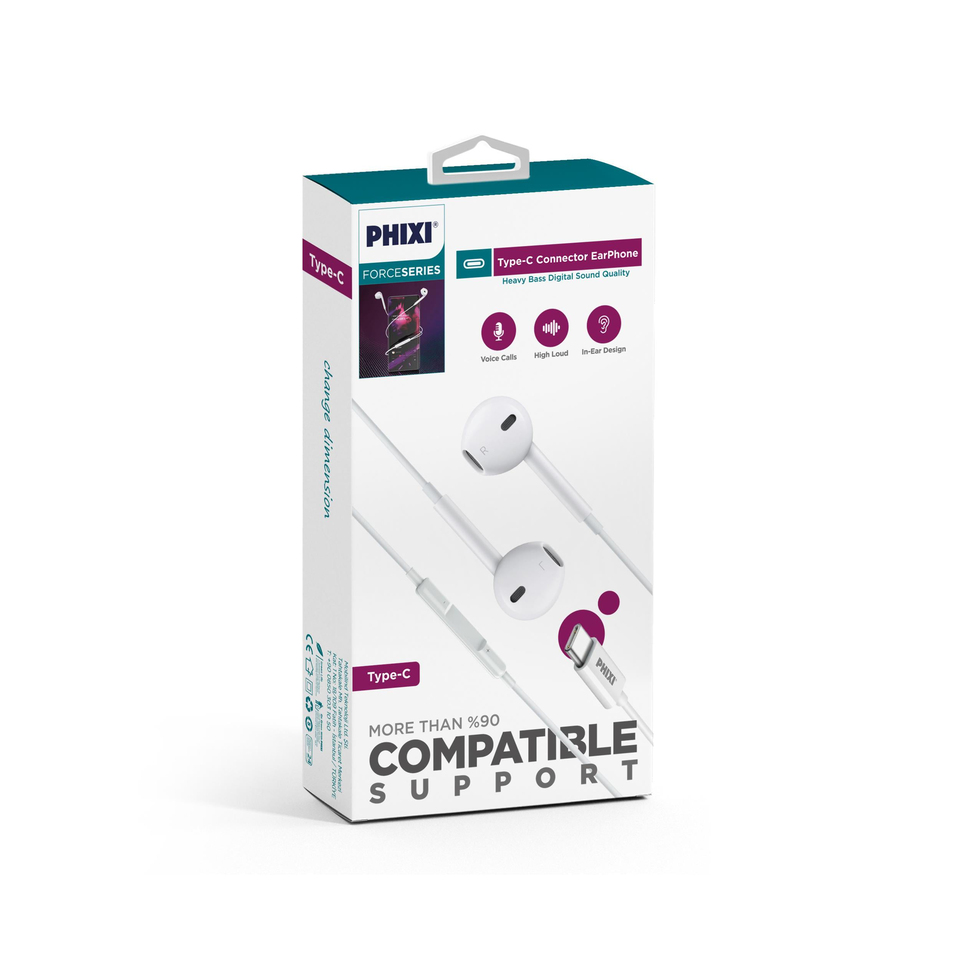 Phixi HS636 Mikrofonlu Type-C Kulaklık – 100 cm Dayanıklı Kablo & Ses Kontrol
