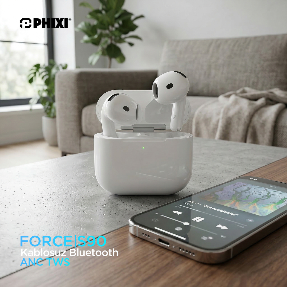 PHIXI S90 ANC TWS Kablosuz Bluetooth Kulaklık Aktif Gürültü Engelleme
