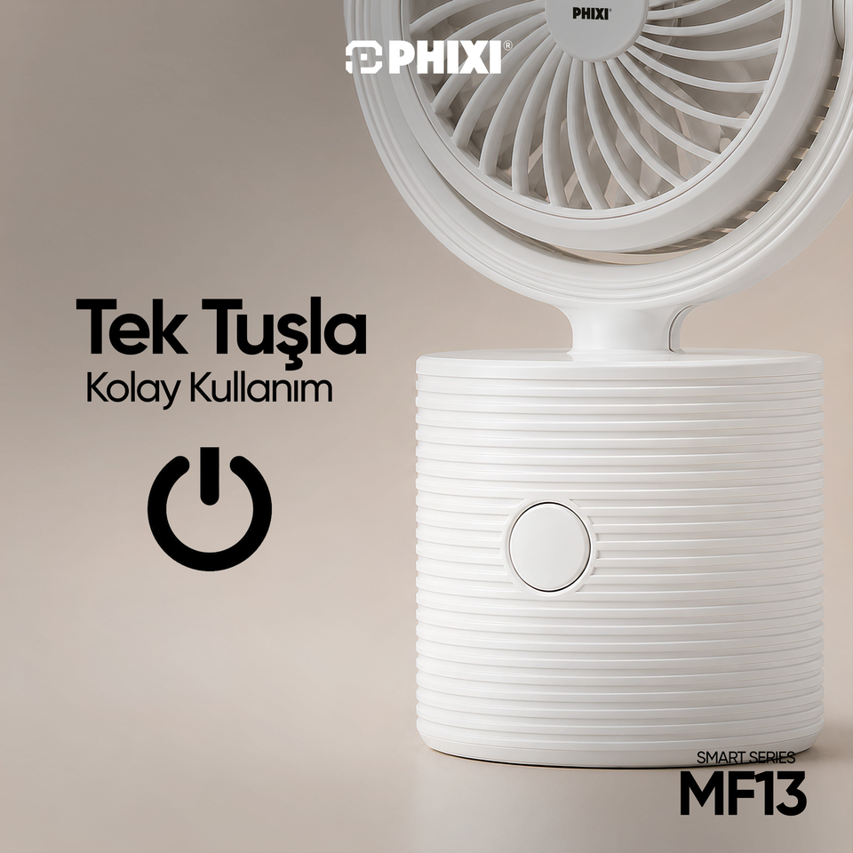 PHIXI Smart MF13 Ultra Hafif Esnek Kullanımlı Şarjlı Klipsli Mini Fan