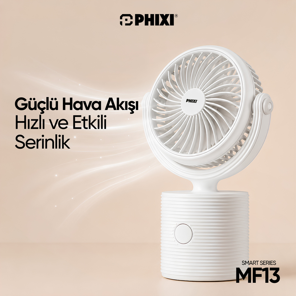 PHIXI Smart MF13 Ultra Hafif Esnek Kullanımlı Şarjlı Klipsli Mini Fan