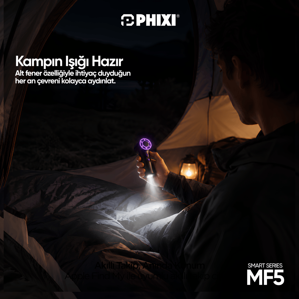PHIXI Smart MF5 1200 mAh El Fenerli Şarjlı Taşınabilir Mini Fan