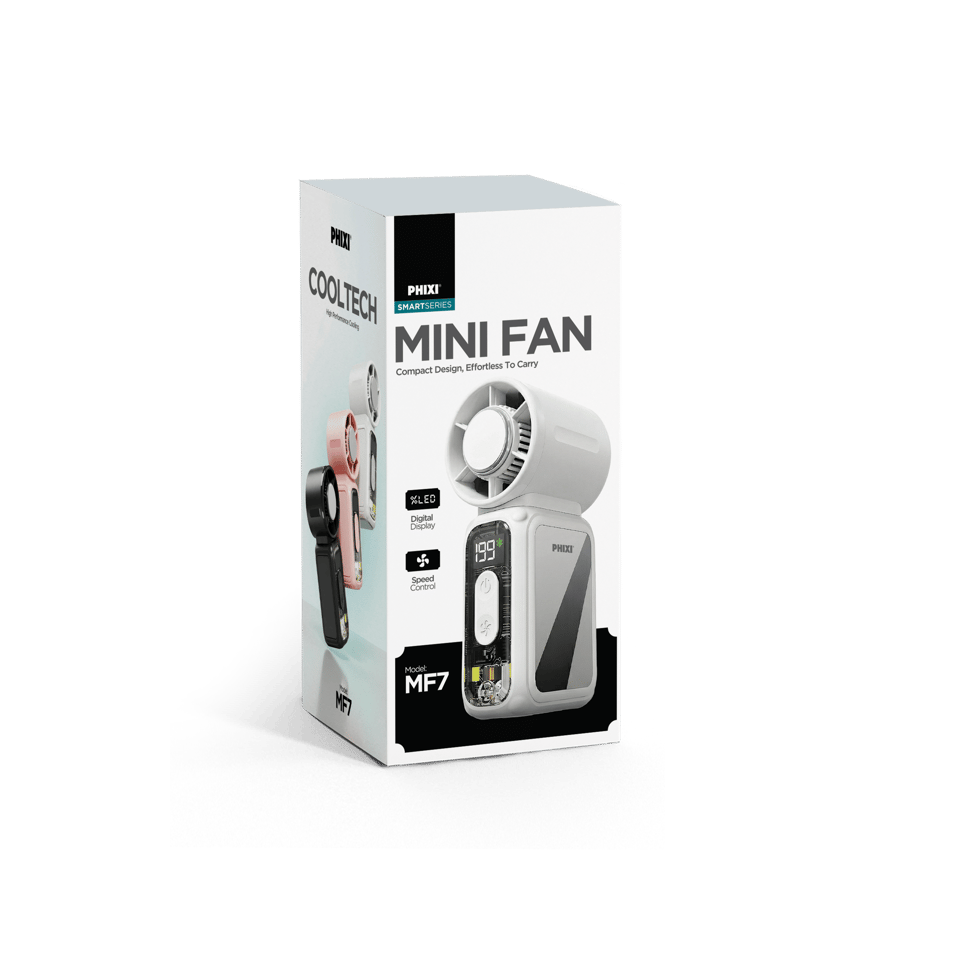 PHIXI Smart MF7 3700 mAh 199 Kademeli Dijital Göstergeli Type-C Şarjlı Taşınabilir Mini Fan
