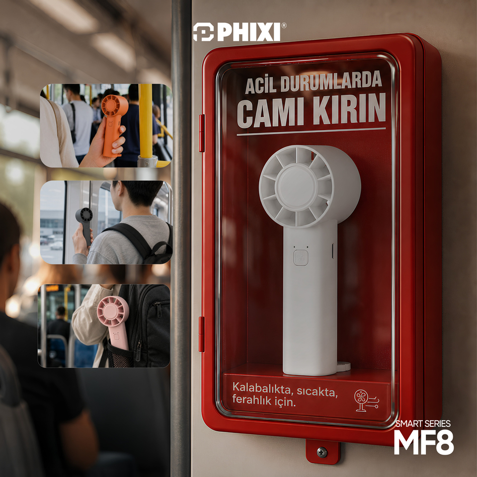 PHIXI Smart MF8 500 mAh 3 Kademeli Şarjlı Taşınabilir Mini El Fanı