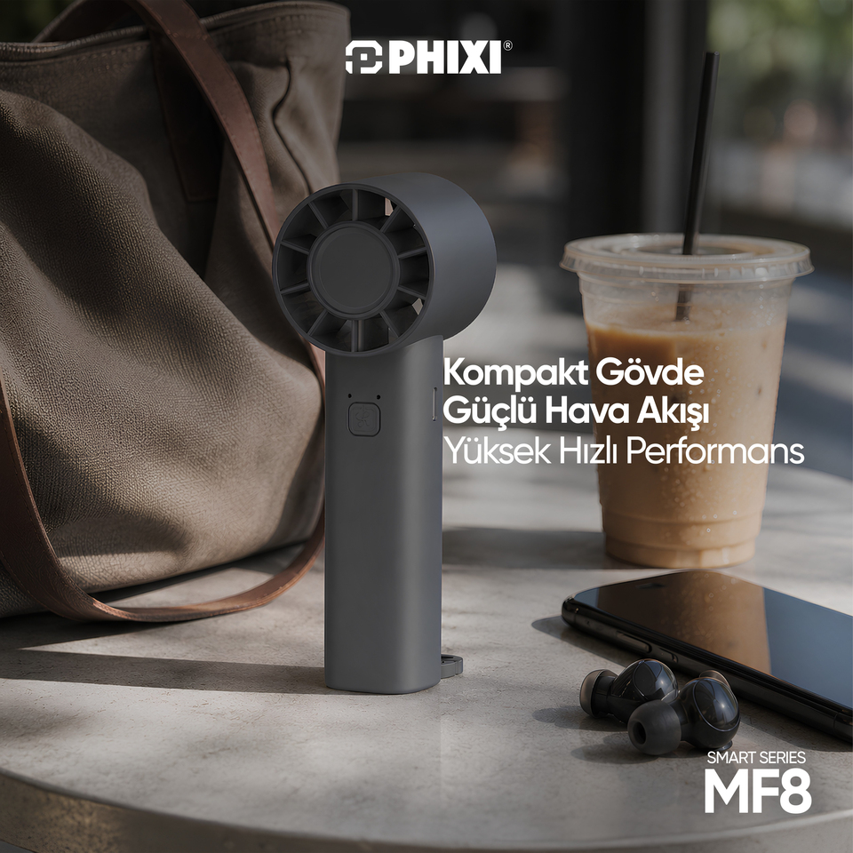 PHIXI Smart MF8 500 mAh 3 Kademeli Şarjlı Taşınabilir Mini El Fanı