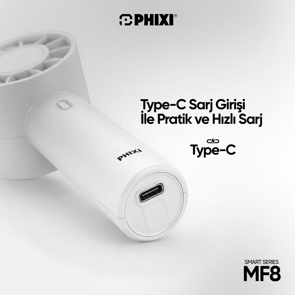 PHIXI Smart MF9 Standlı Hafif ve Kompakt Şarjlı Mini El Fanı