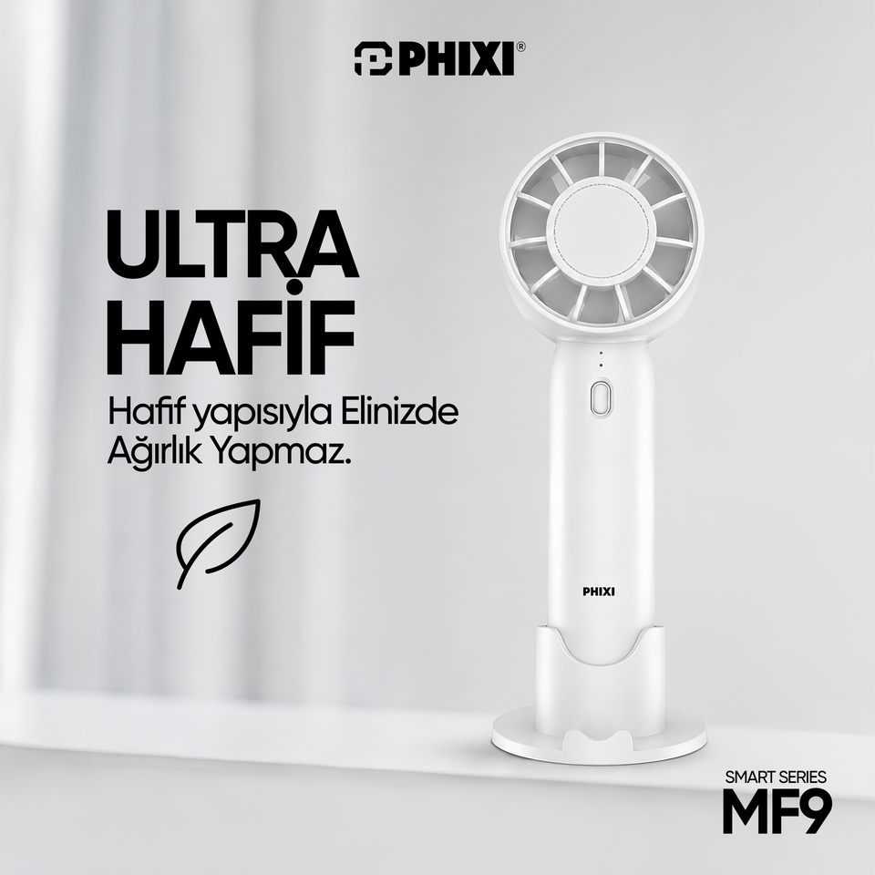 PHIXI Smart MF9 Standlı Hafif ve Kompakt Şarjlı Mini El Fanı