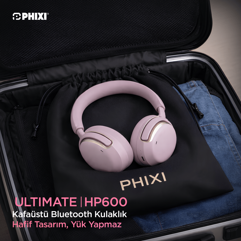 PHIXI Ultimate HP600 ANC Kablosuz Bluetooth Kulaklık – Aktif Gürültü Engelleme, Bluetooth 5.3