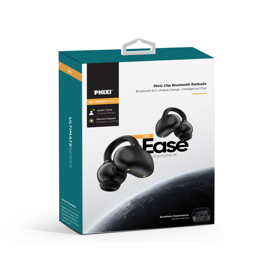 PHIXI Ultimate S85 Bluetooth 6.0 Ergonomik Klipsli Kablosuz Kulaklık