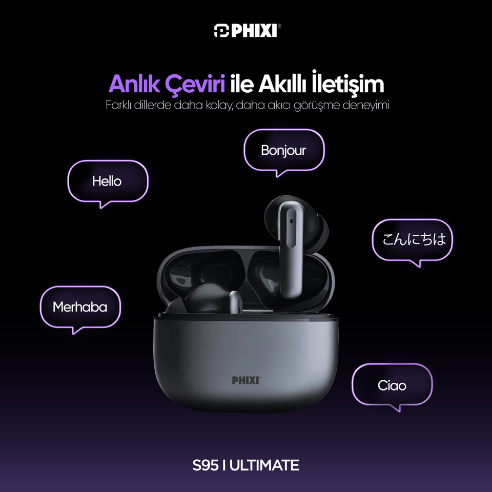 PHİXİ ULTIMATE S95 ANC-ENC YAPAY ZEKA DESTEKLİ BLUETOOTH KULAKLIK
