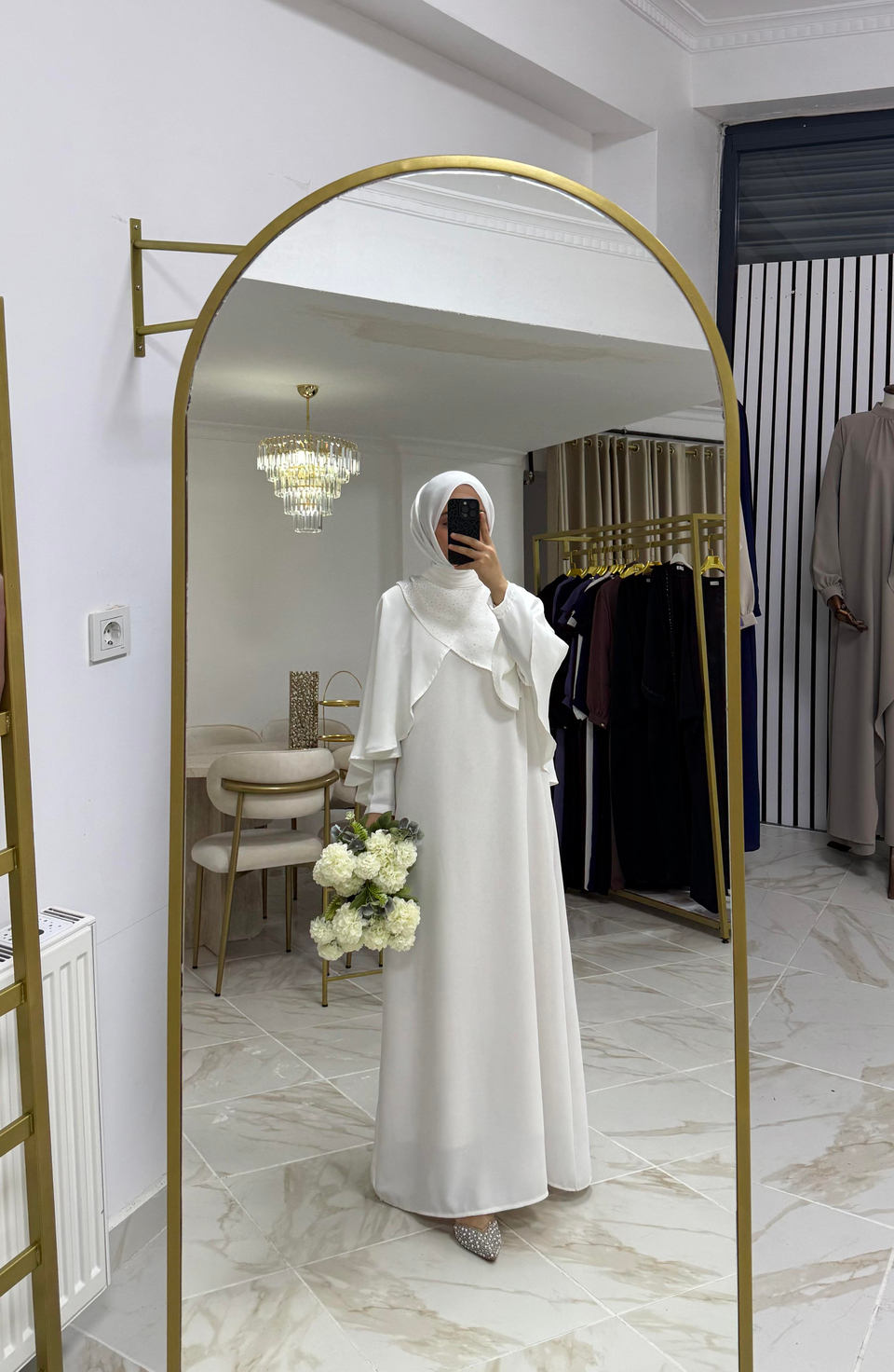 Nadide Diamond Elbise | Ekru Beyazı