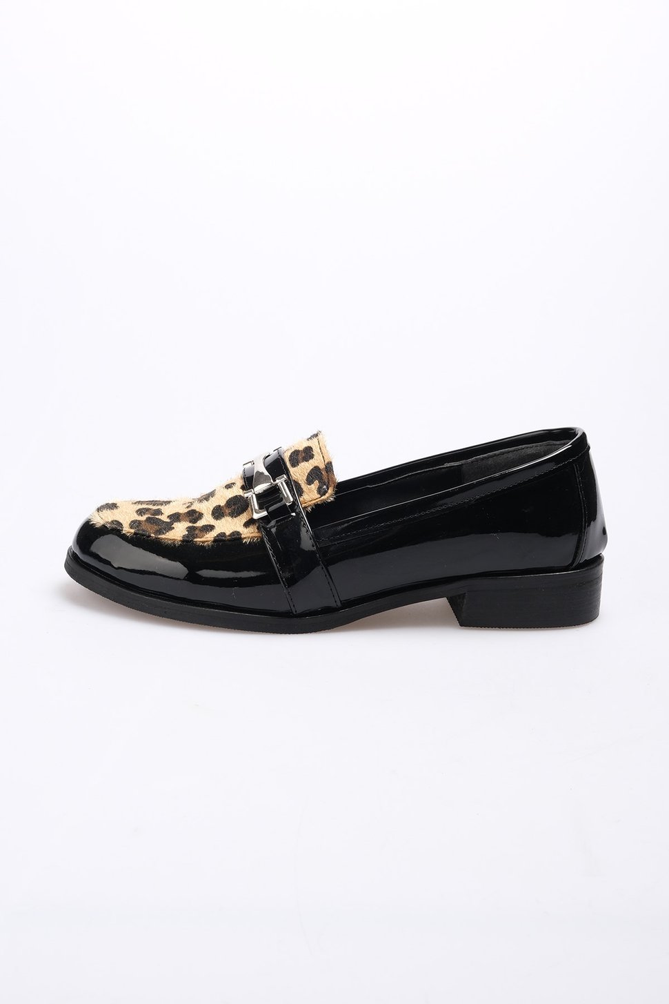Bernice Leopar Desenli Rugan Oxford Ayakkabı-DÜZ AYAKKABI-Mio Gusto-02108LEO