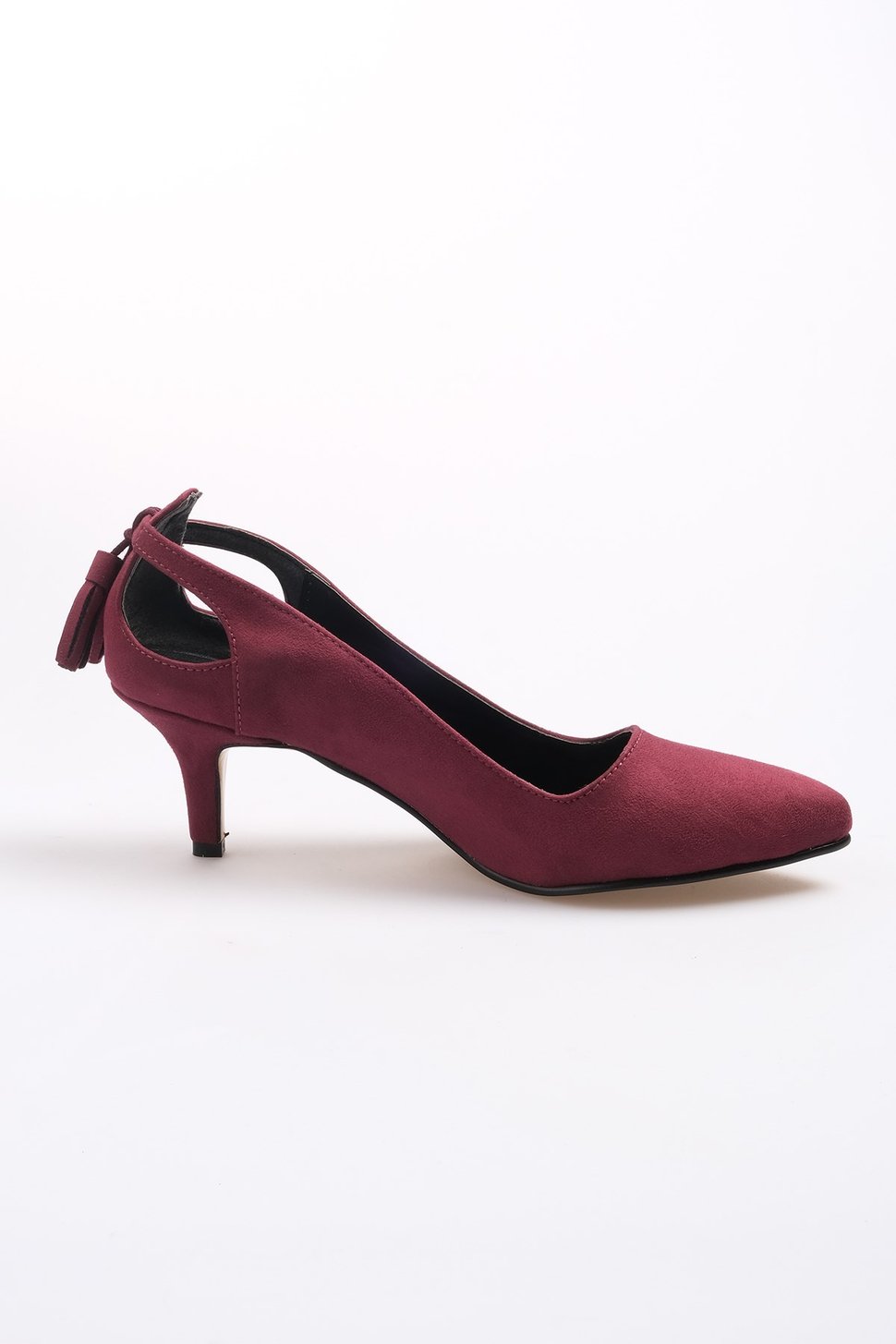 Drop Bordo Süet Topuklu Ayakkabı-Kısa Topuklu-Mio Gusto-09037WRS