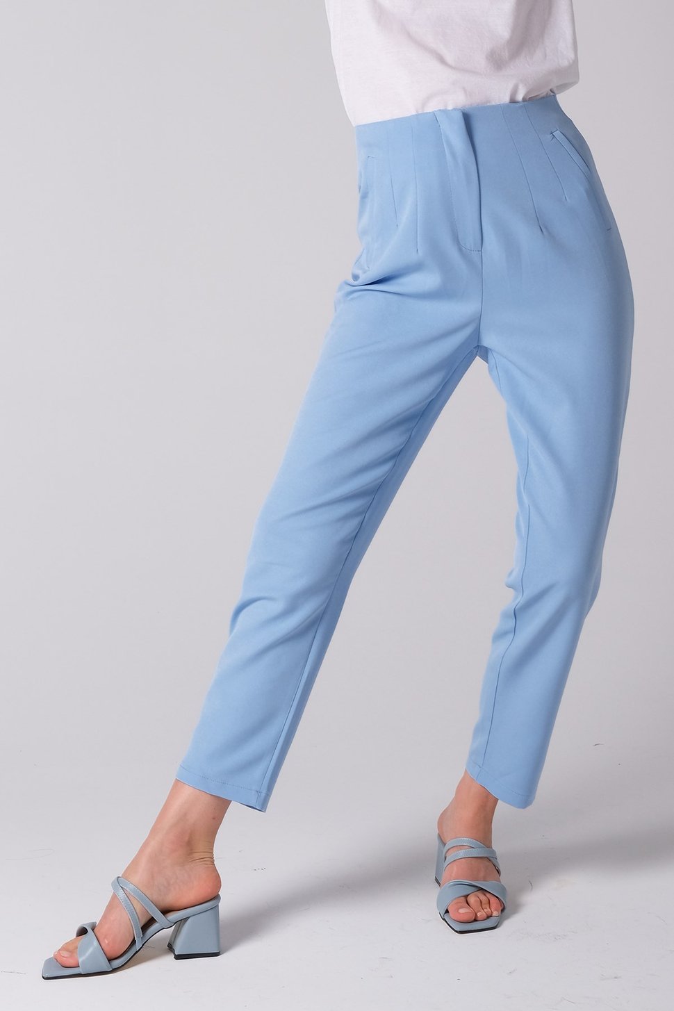 Mavi Renk Düz Paça Pantalon-Pantolon-Mio Gusto-G0027BUK
