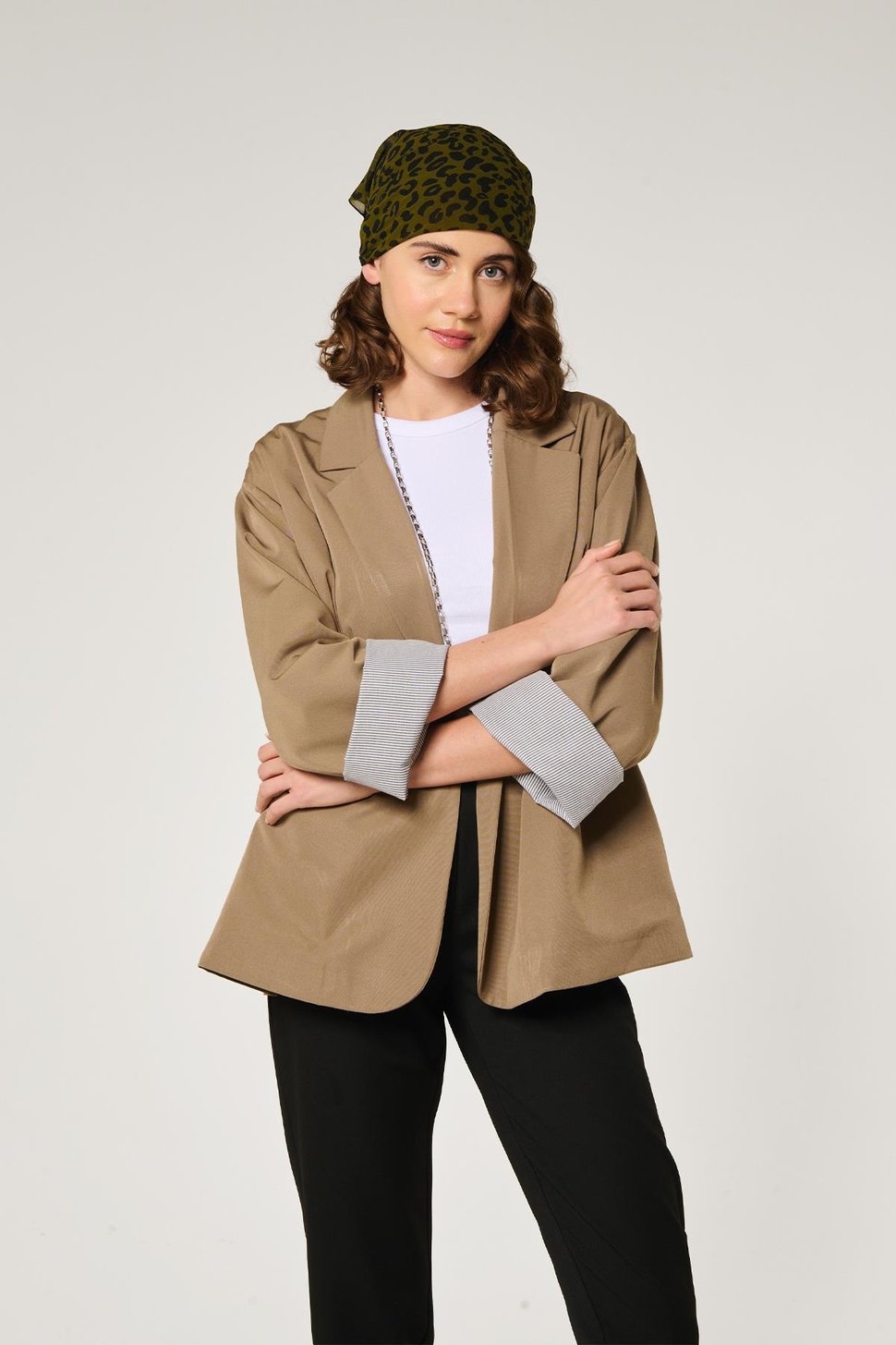 Yağyeşili Oversize Pamuklu Ceket