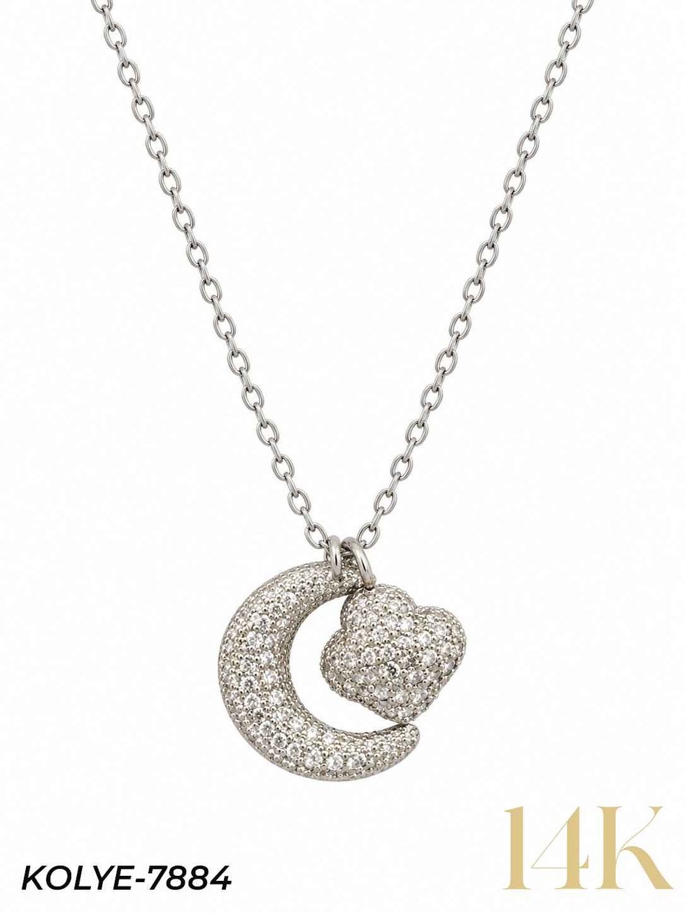 14K Ay Yıldız Motifli Kolye 45 cm // KOLYE-7884KOLYE-7884