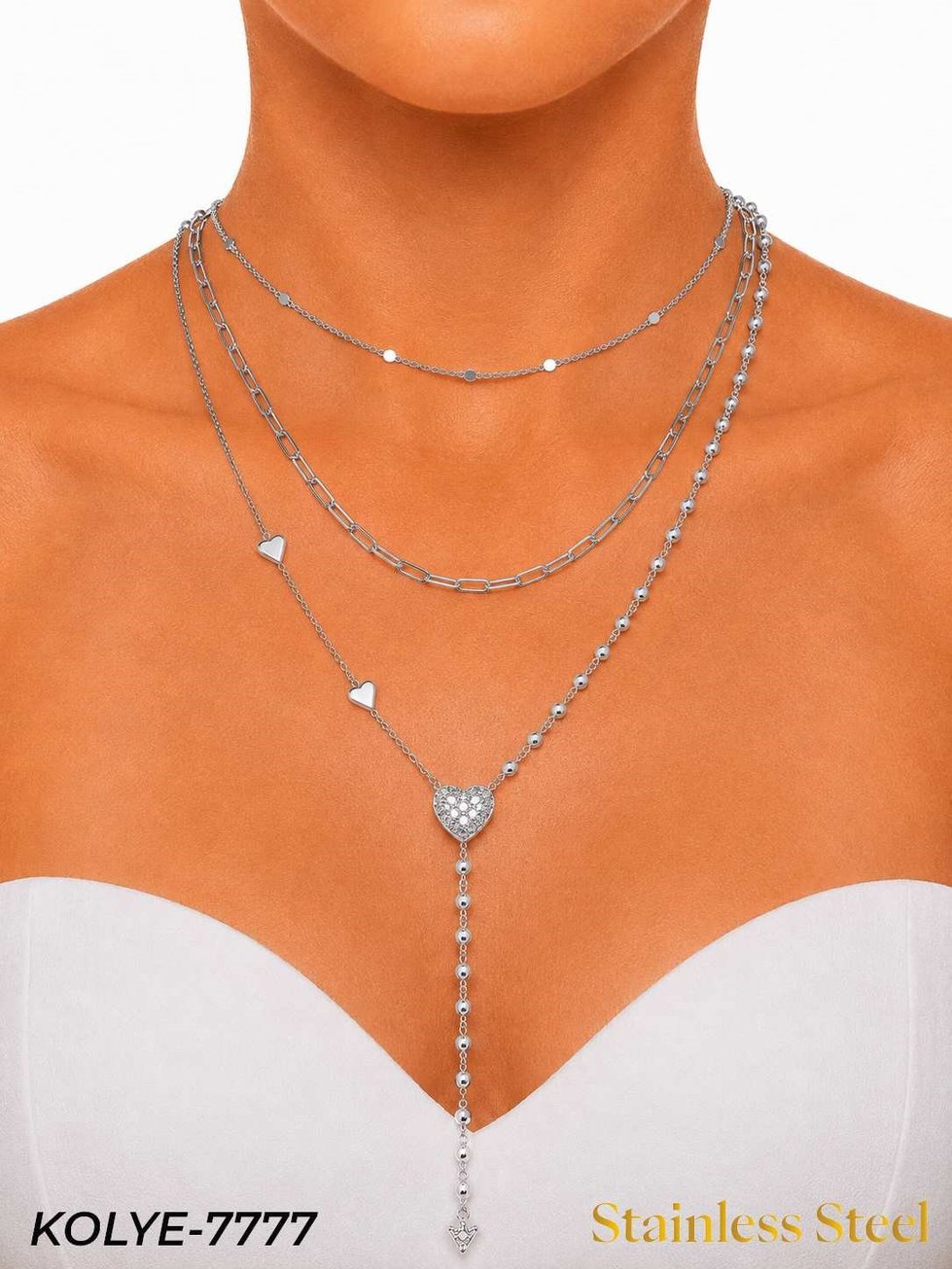 14K Çoklu Kolye Silver // KOLYE-7777KOLYE-7777