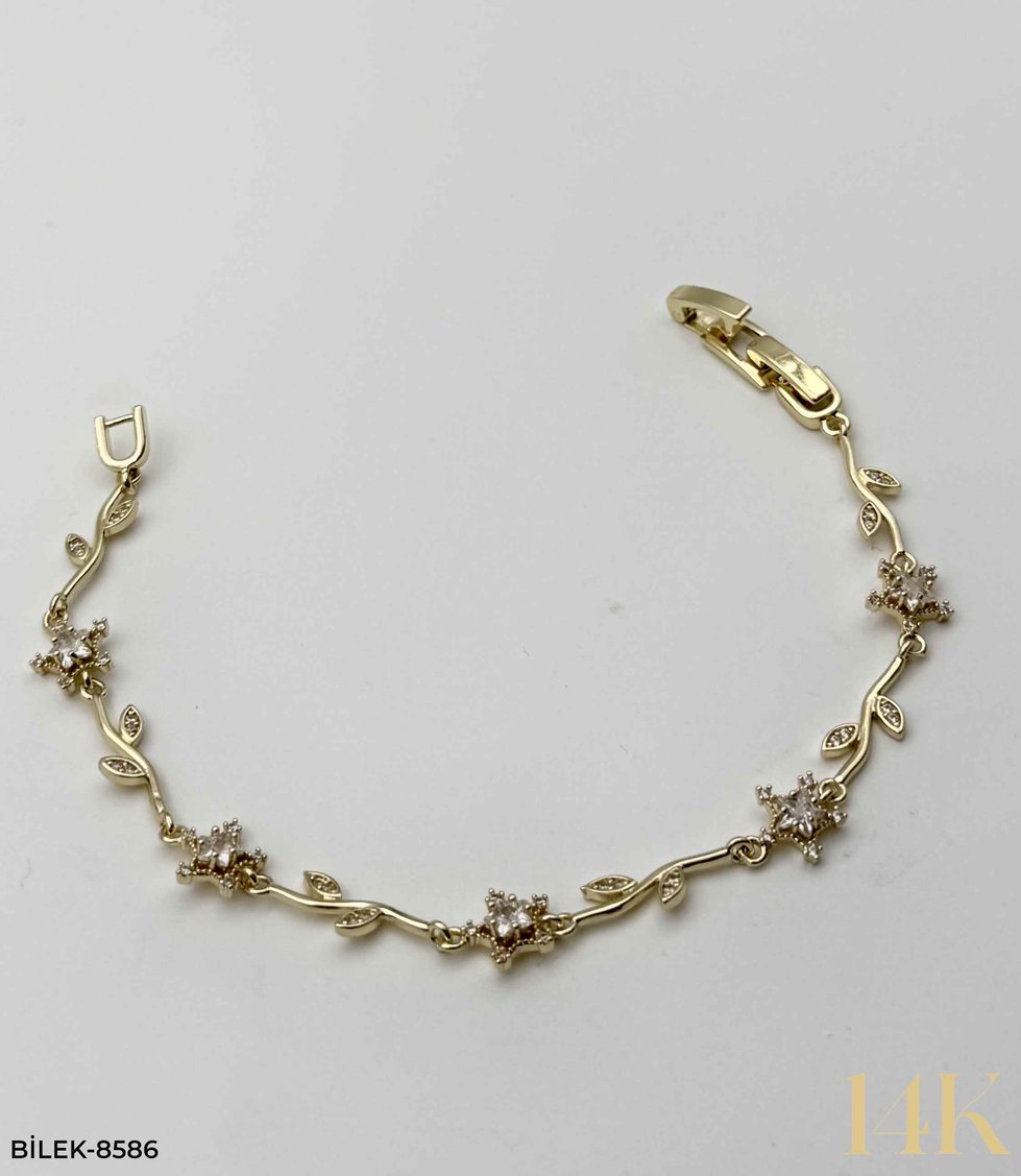 14K TAŞLI ÇİÇEK BİLEKLİK //BİLEK-8586BİLEK-8586