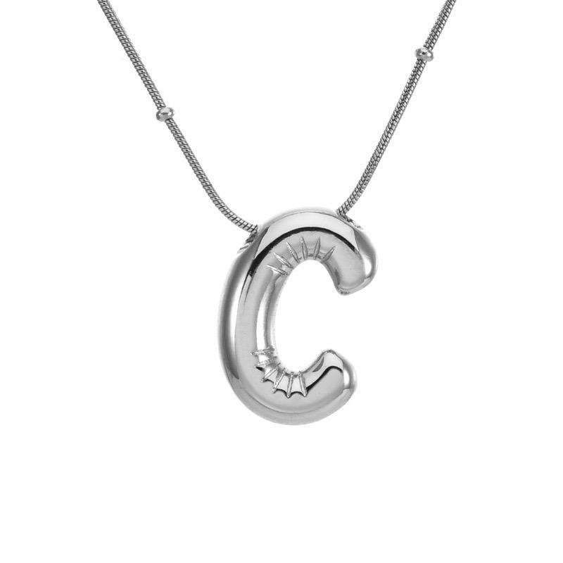Çelik Balon Harf Kolye (C) 45cm Silver Renk // KOLYE-1711.KOLYE-1711