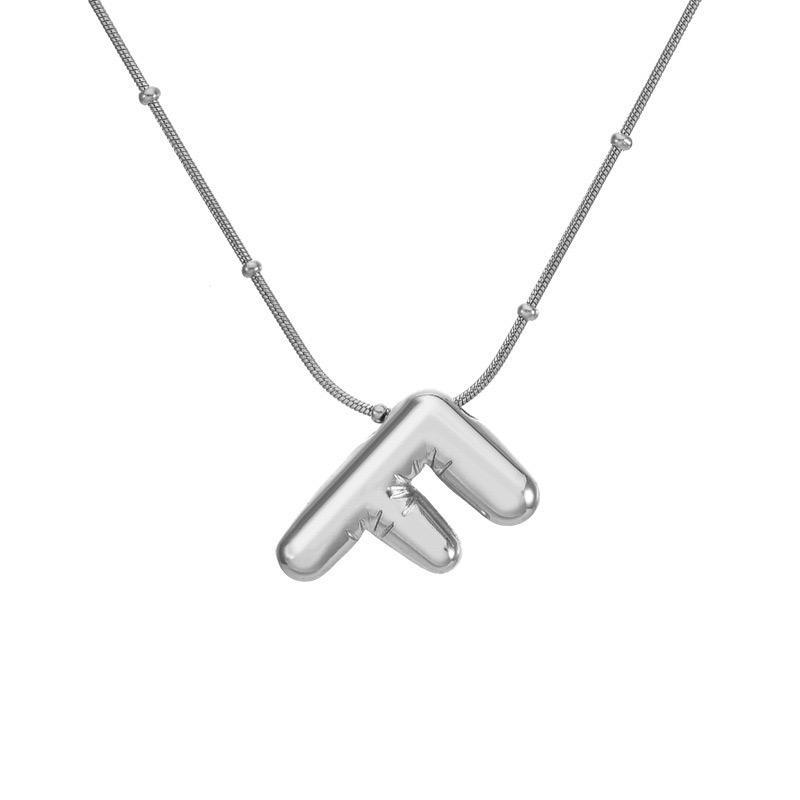 Çelik Balon Harf Kolye (F) 45cm Silver Renk // KOLYE-1714.KOLYE-1714
