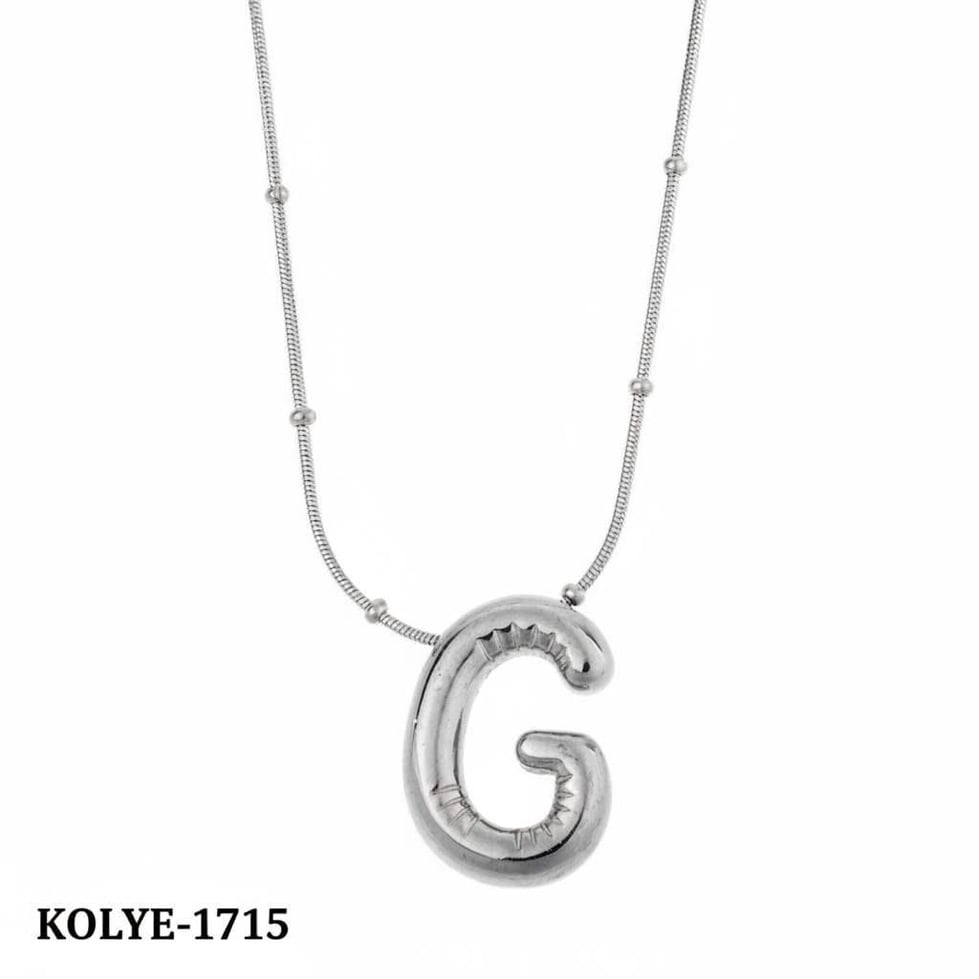Çelik Balon Harf Kolye (G) 45cm Silver Renk // KOLYE-1715.KOLYE-1715