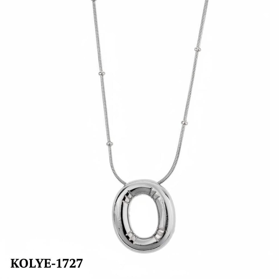 Çelik Balon Harf Kolye Silver (O) 45cm // KOLYE-1727.KOLYE-1727