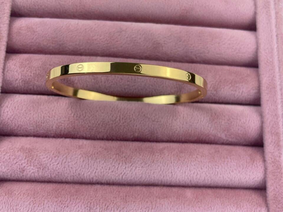 Çelik CRT Model Gold Bebe Boy İnce Taşsız Kelepçe // KELEPÇE-1058.KELEPÇE-1058