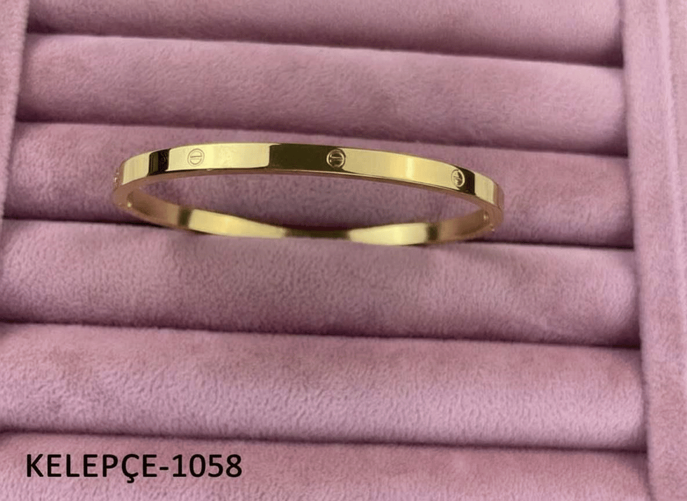Çelik CRT Model Gold Bebe Boy İnce Taşsız Kelepçe // KELEPÇE-1058.KELEPÇE-1058