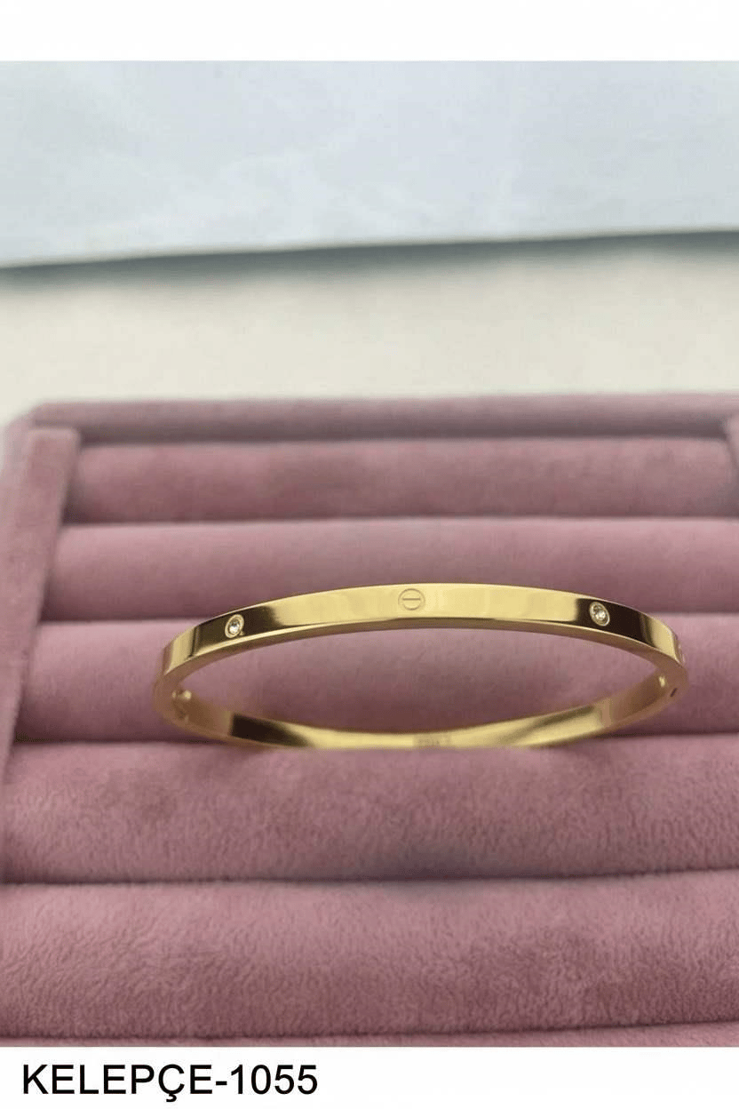 Çelik CRT Model Taşlı Gold Bebe Boy Kelepçe İnce KELEPÇE-1055.KELEPÇE-1055