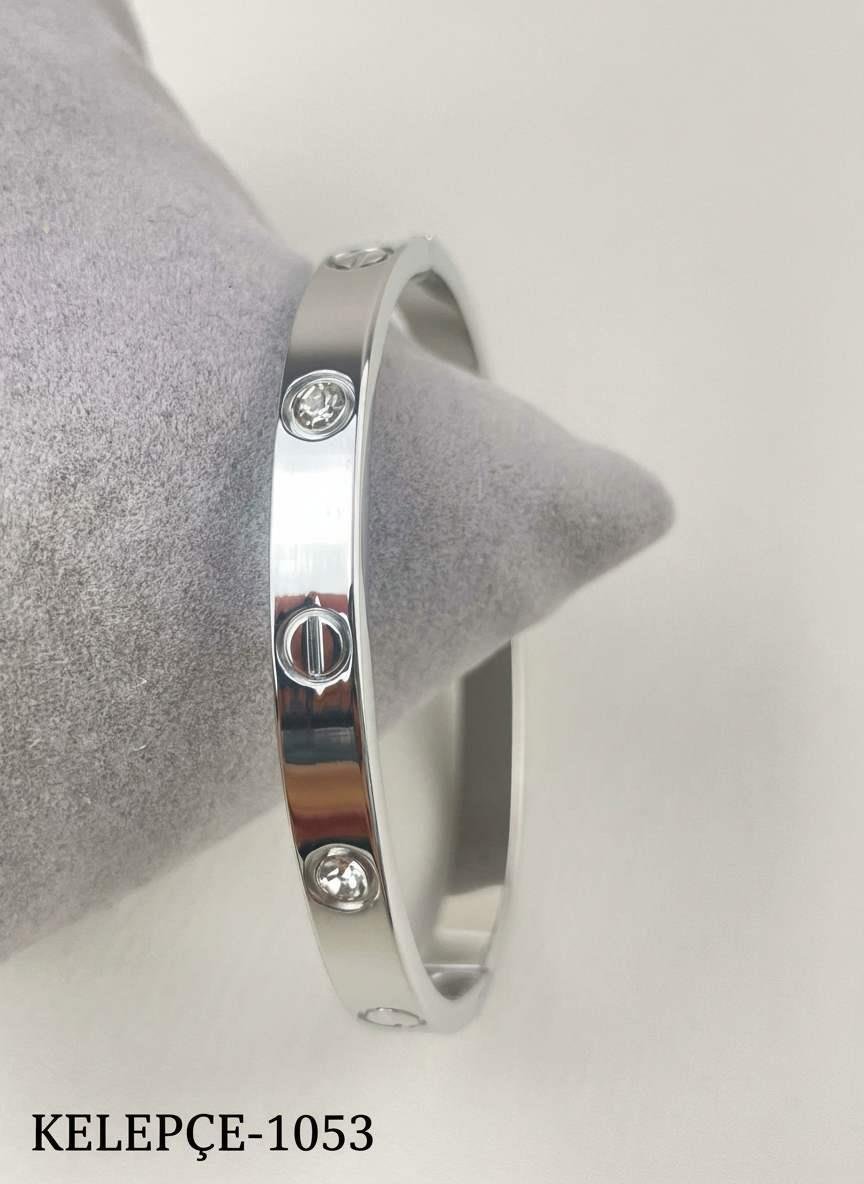 Çelik CRT Model Taşlı Silver Bebe Boy Kelepçe // KELEPÇE-1053.KELEPÇE-1053