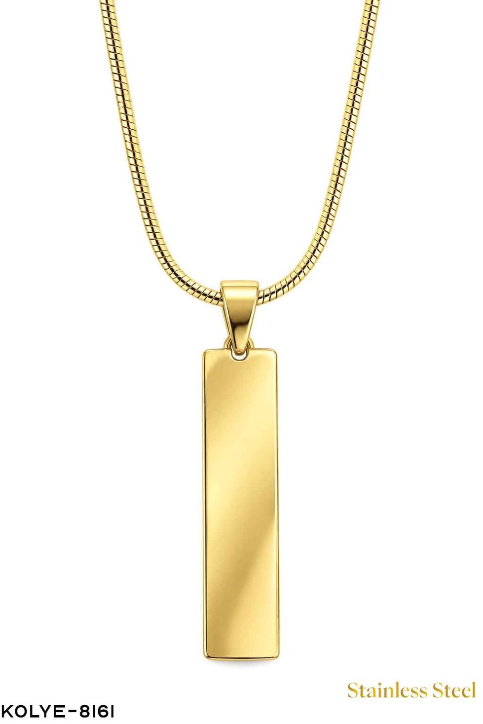Çelik Dikdörtgen Plaka Kolye 45CM //KOLYE-8161KOLYE-8161