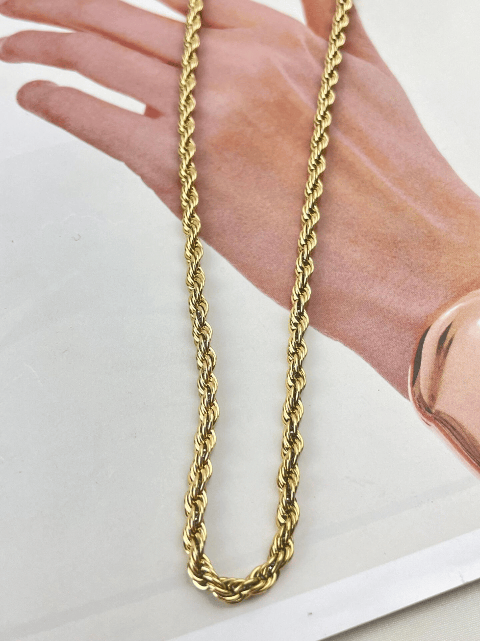 Çelik Gold Halat Kolye 60cm 4mm // KOLYE-1185