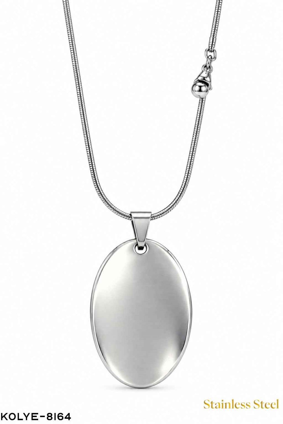 Çelik Oval Plaka Kolye 45CM //KOLYE-8164KOLYE-8164