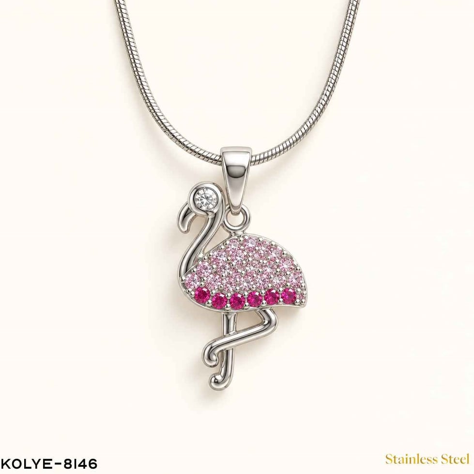 Çelik Taşlı Flamingo Kolye //KOLYE-8145KOLYE-8146