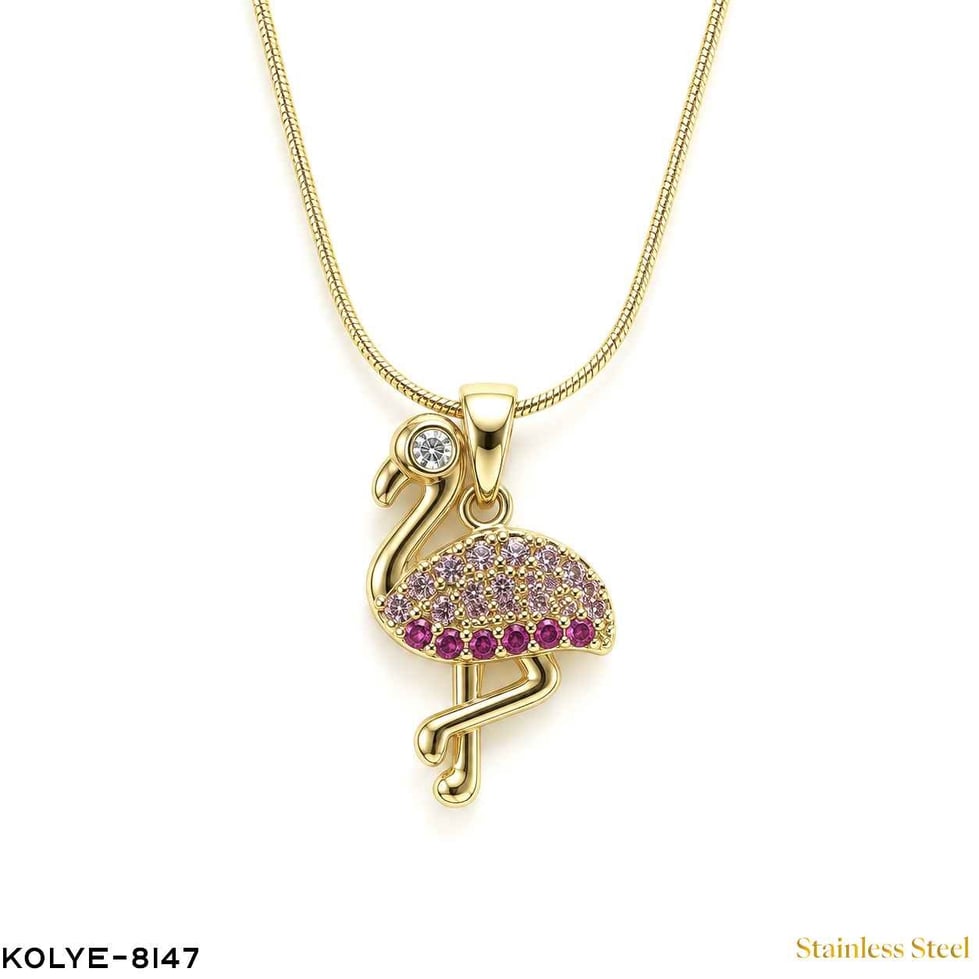 Çelik Taşlı Flamingo Kolye //KOLYE-8146KOLYE-8147