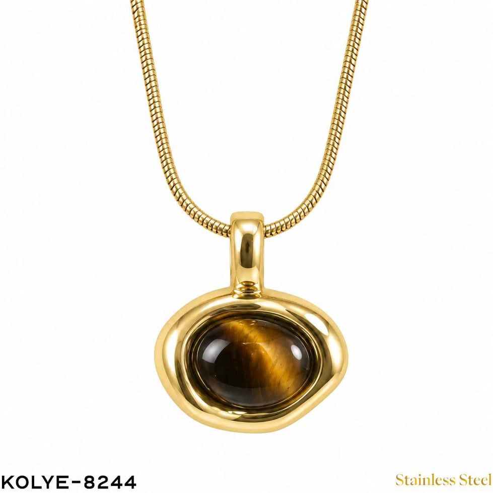 Çelik Taşlı Kolye 45CM //KOLYE-8244KOLYE-8244